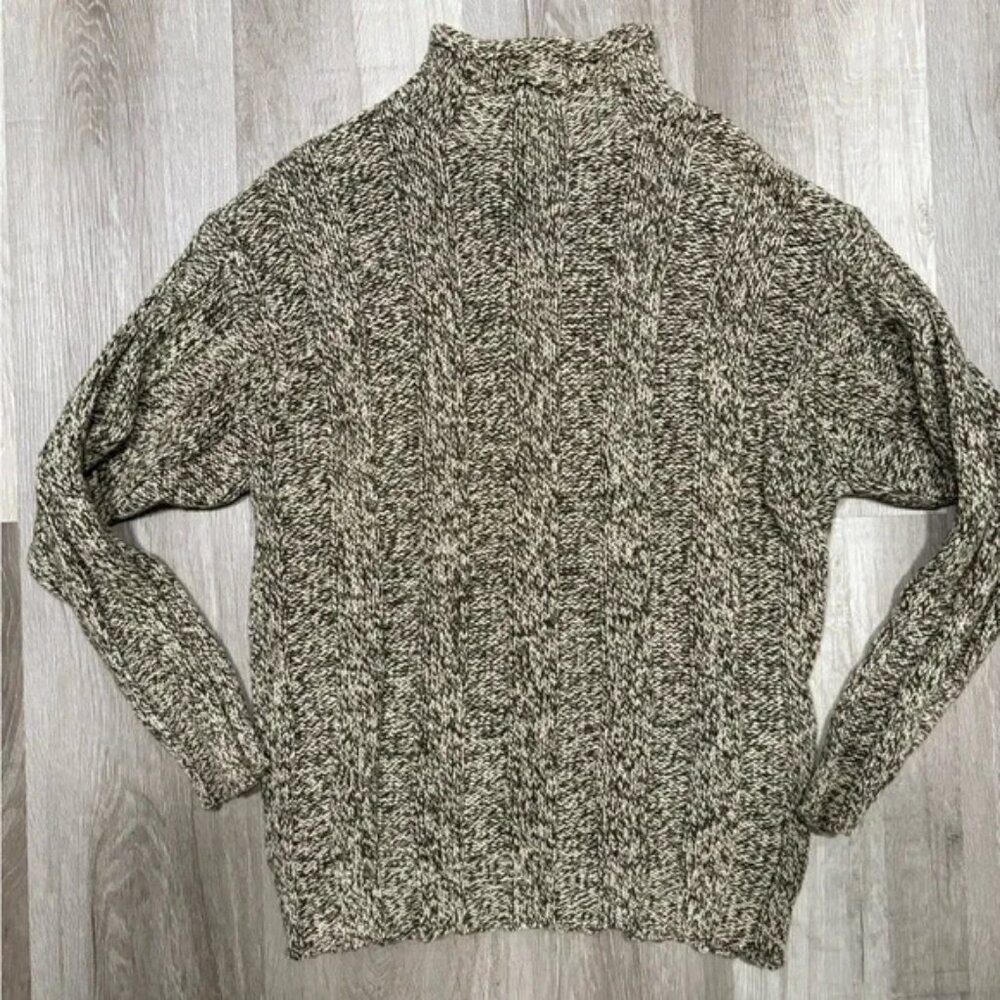 J.Crew Women’s Marled Mock Neck Sweater 100% Cotton Gray Beige Size Small